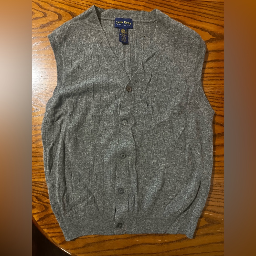 Vintage Club Room Men’s 100% Wool Vest Gray Sz M
